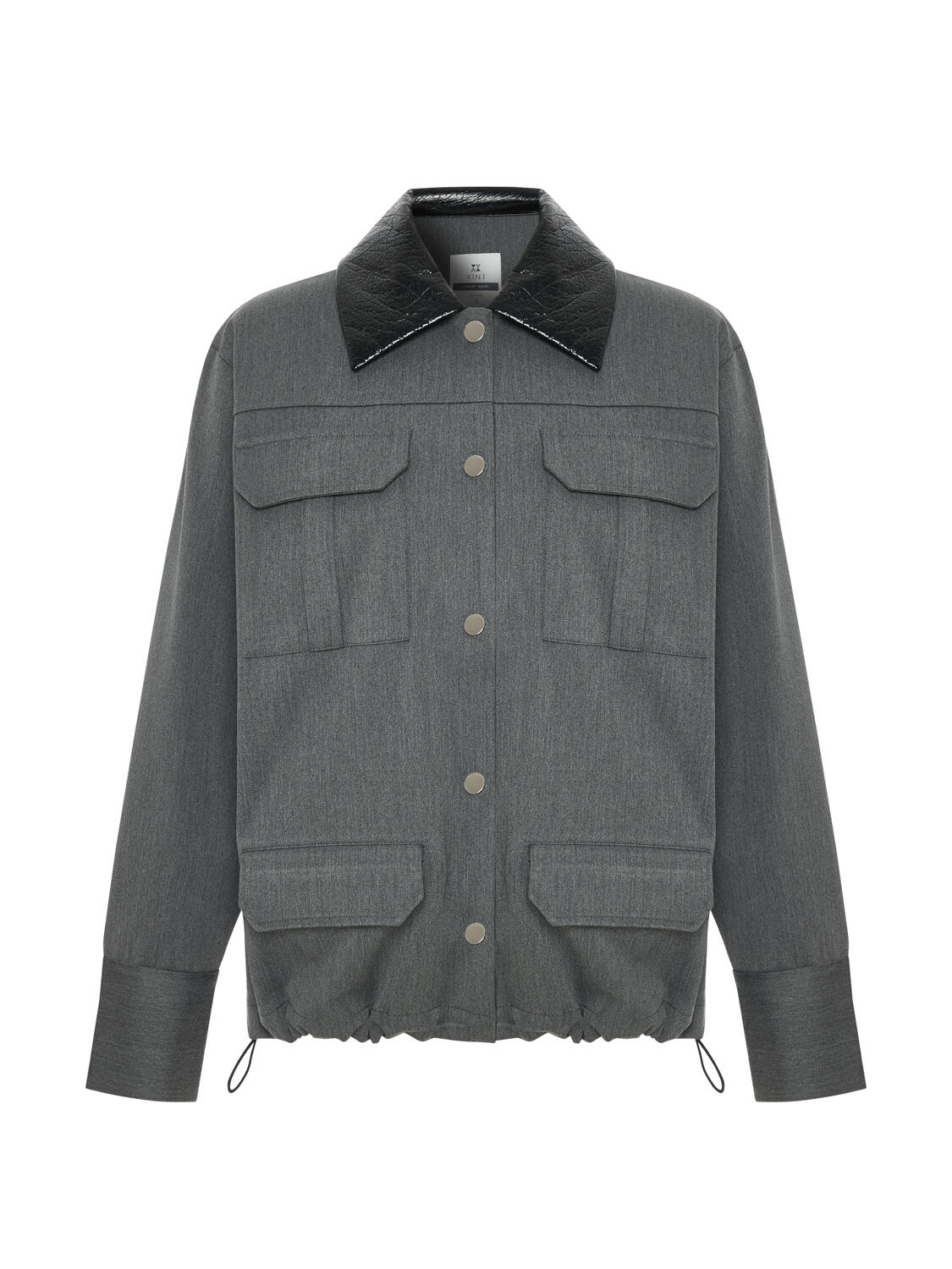 Gri Esnek Dokulu Oversize Ceket - 3