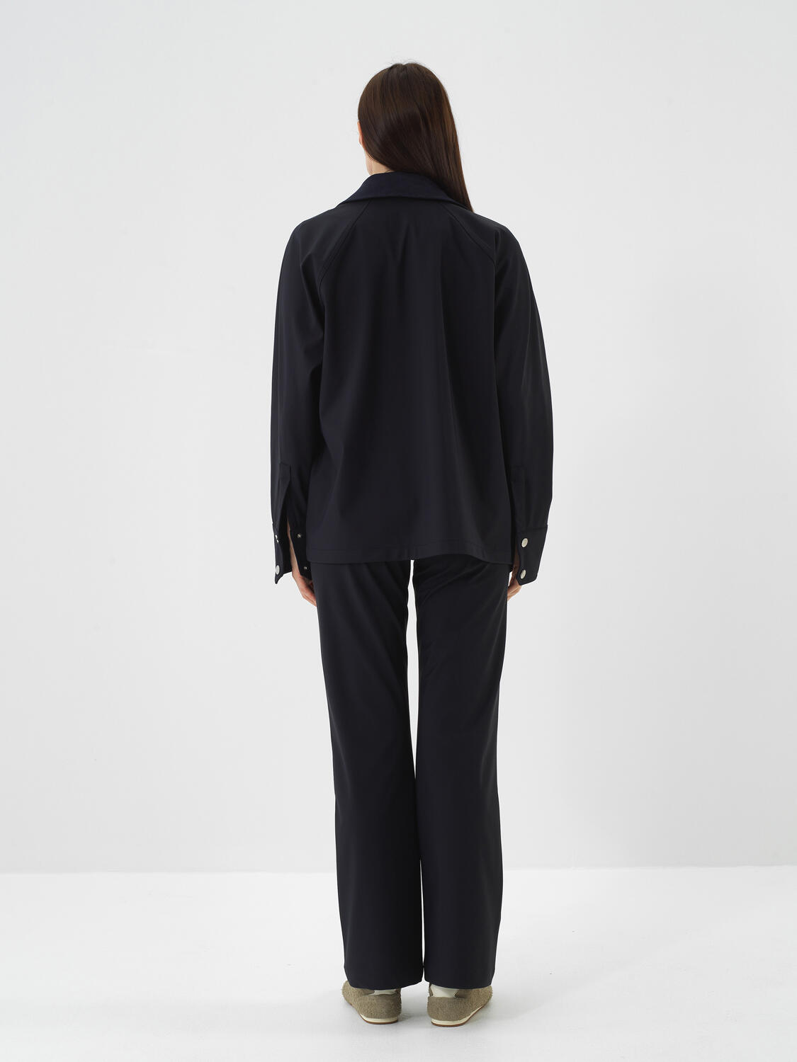 Lacivert Esnek Dokulu Oversize Ceket - 6