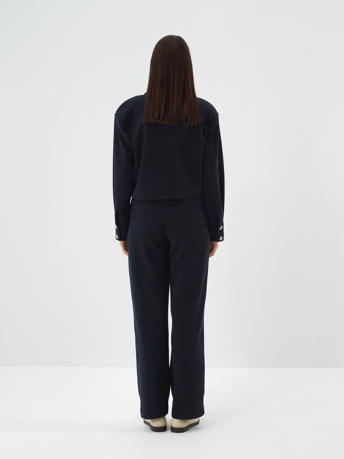 Lacivert Lüks Dokulu Soft Kadife Regular Fit Ceket - Xint