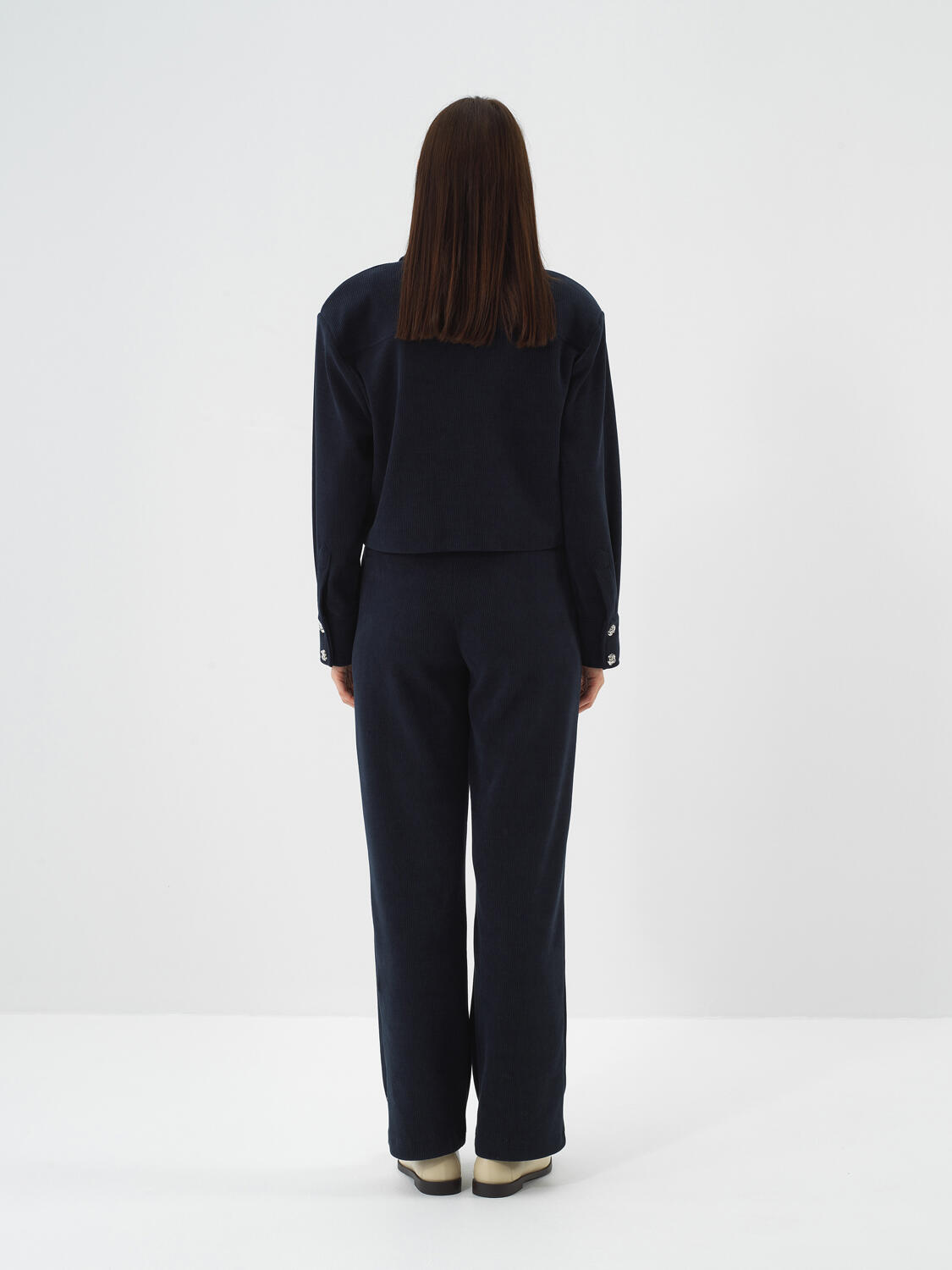 Lacivert Lüks Dokulu Soft Kadife Regular Fit Ceket - 5