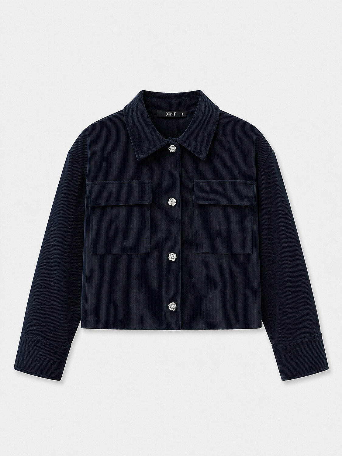 Lacivert Lüks Dokulu Soft Kadife Regular Fit Ceket