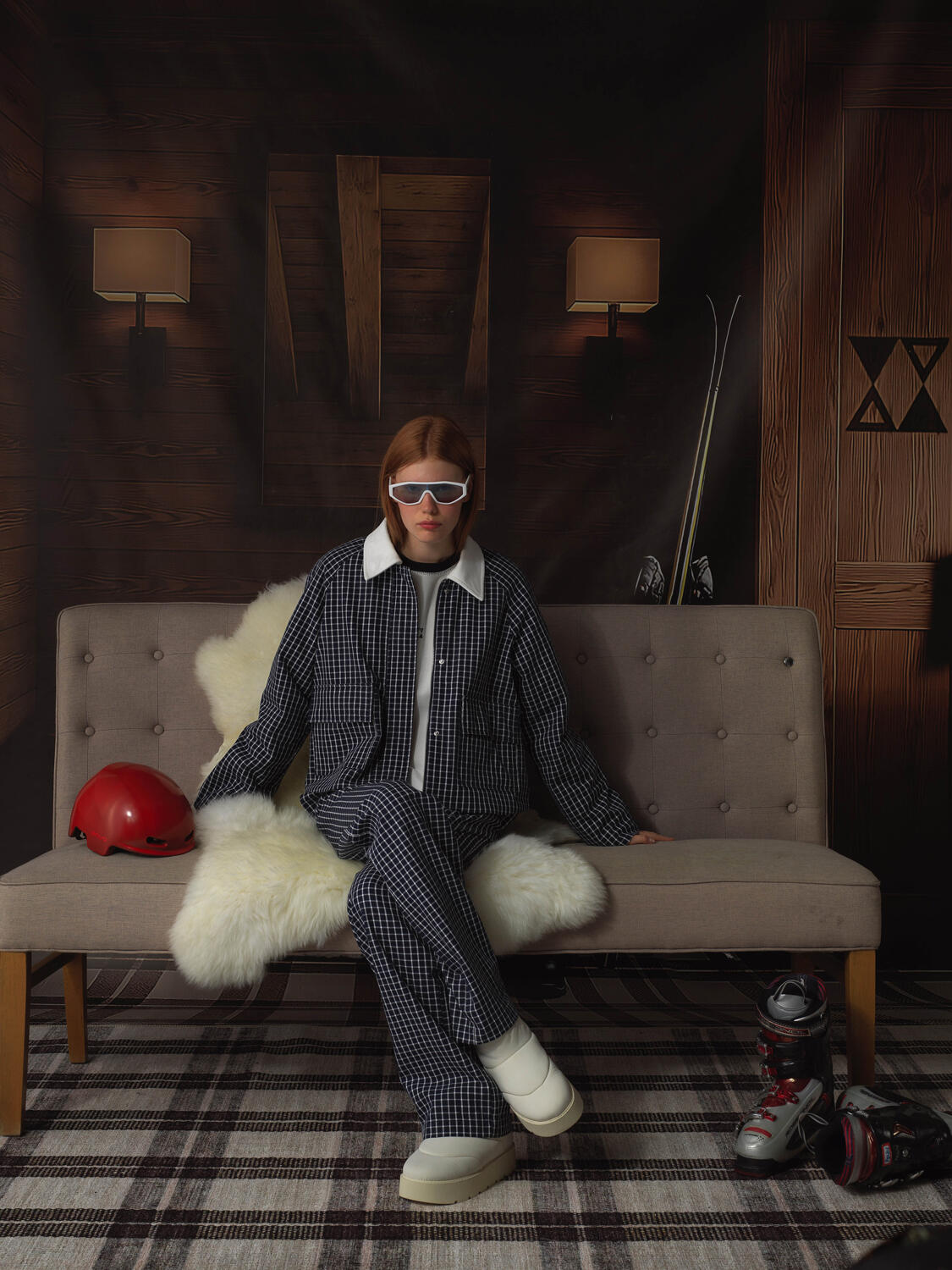 Lacivert Modern Ekose Oversize Ceket - 3