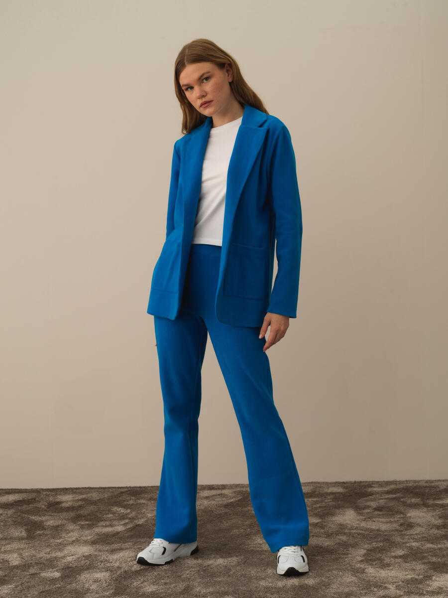 Mavi Pamuk Dokulu Regular Fit Ceket - 2