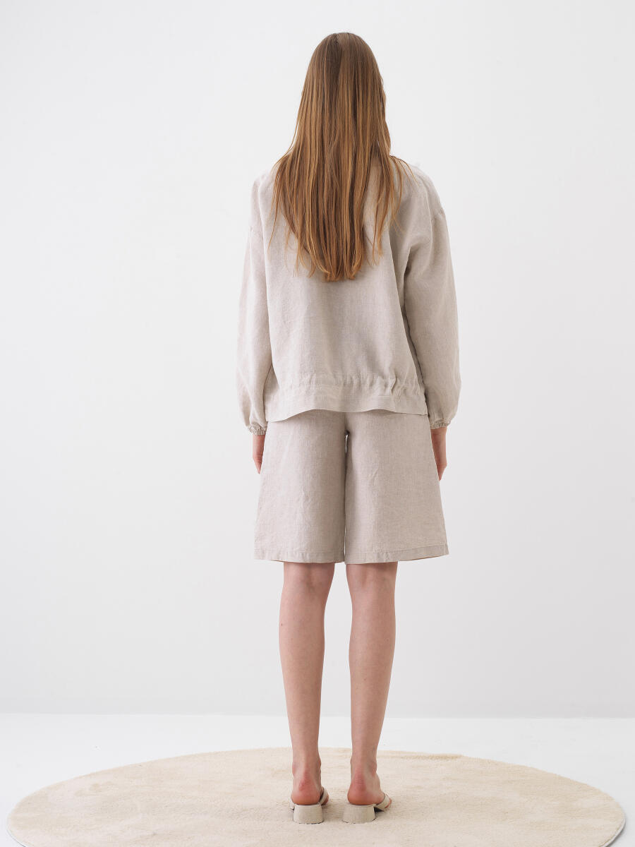 Naturel %100 Keten Oversize Ceket - 6