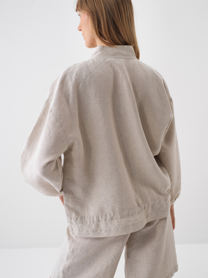 Naturel %100 Keten Oversize Ceket - 5