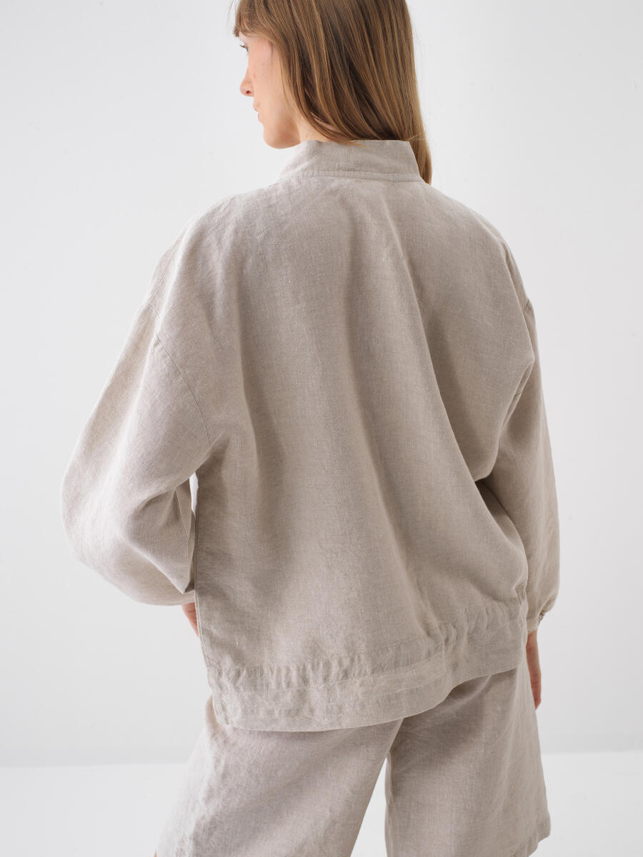 Naturel %100 Keten Oversize Ceket - 5