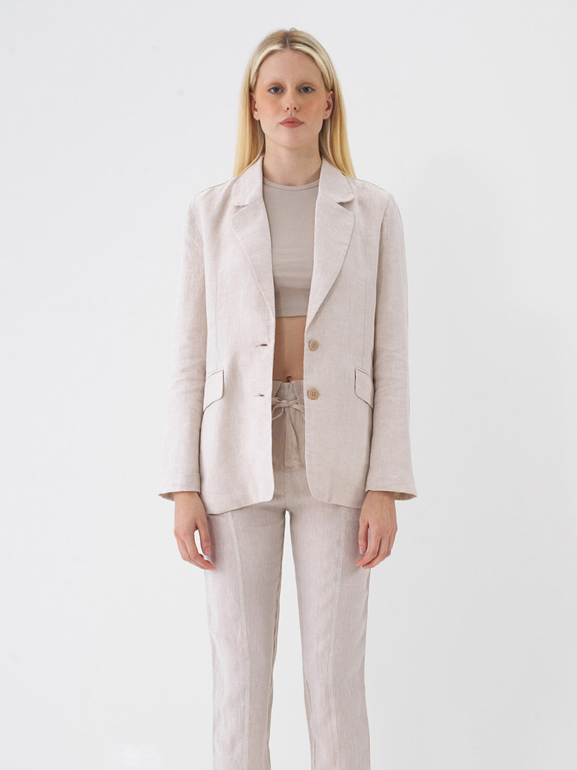 Naturel %100 Keten Regular Fit Ceket