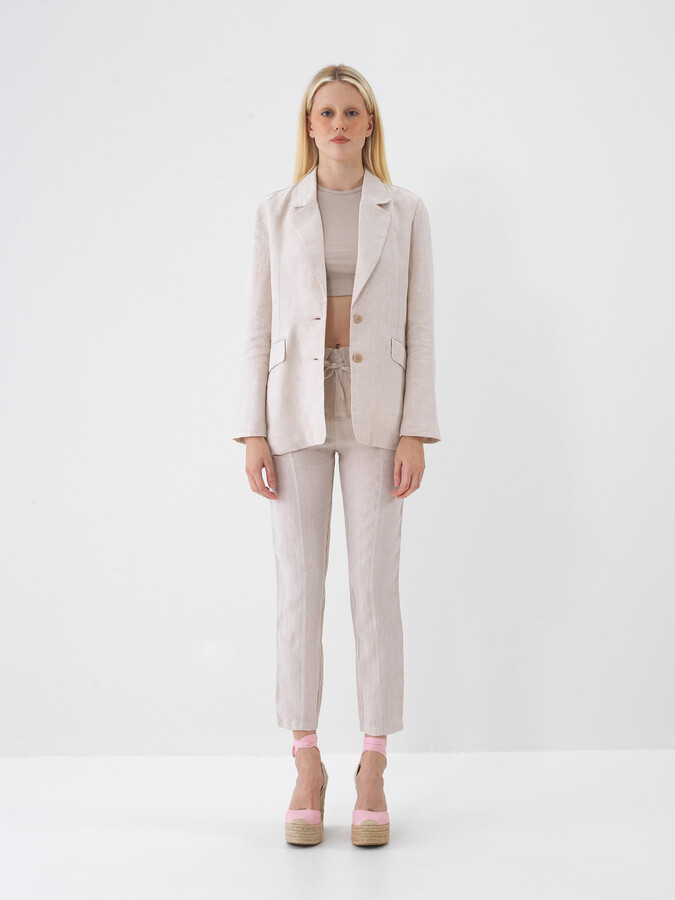 Naturel %100 Keten Regular Fit Ceket (1)