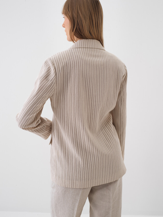 Naturel Pamuk Dokulu Regular Fit Ceket - 4