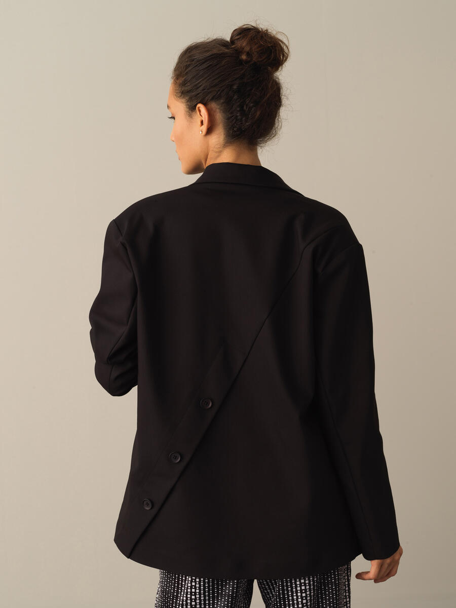 Siyah Oversize Pamuklu Ceket - 4