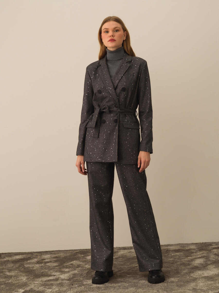 Siyah Esnek Dokulu Regular Fit Ceket - 2