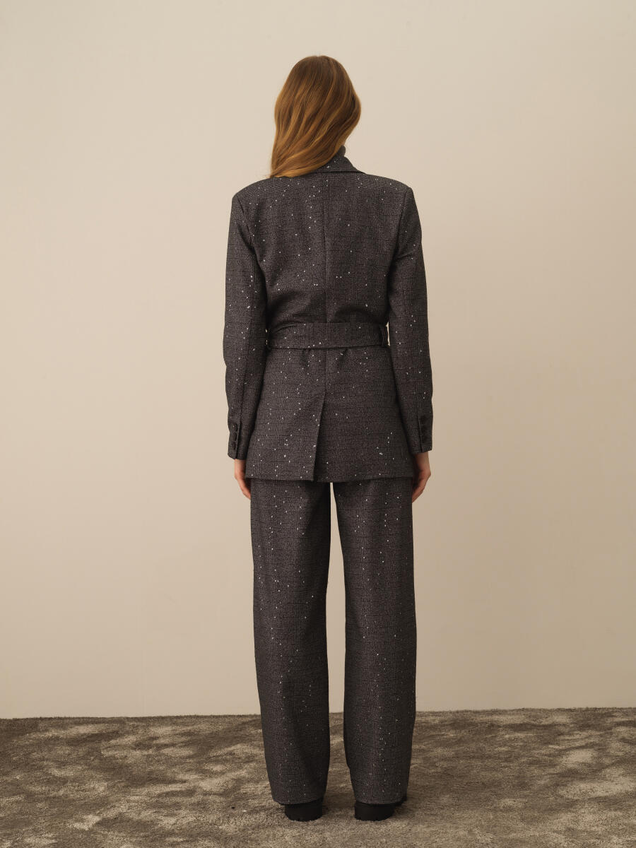 Siyah Esnek Dokulu Regular Fit Ceket - 4