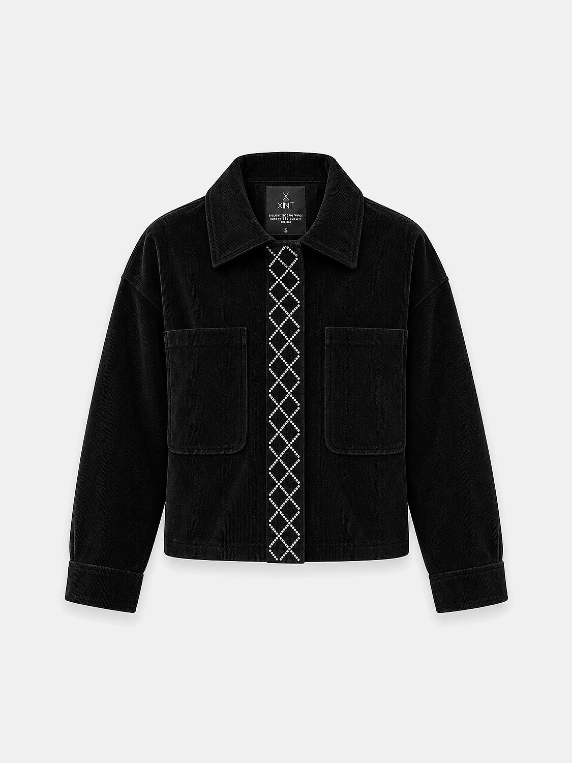 Siyah Oversize Pamuklu Kadife Ceket - 1