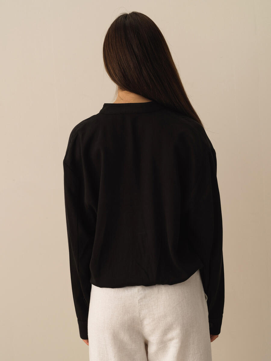 Siyah Doğal Akışlı Oversize Ceket - 3