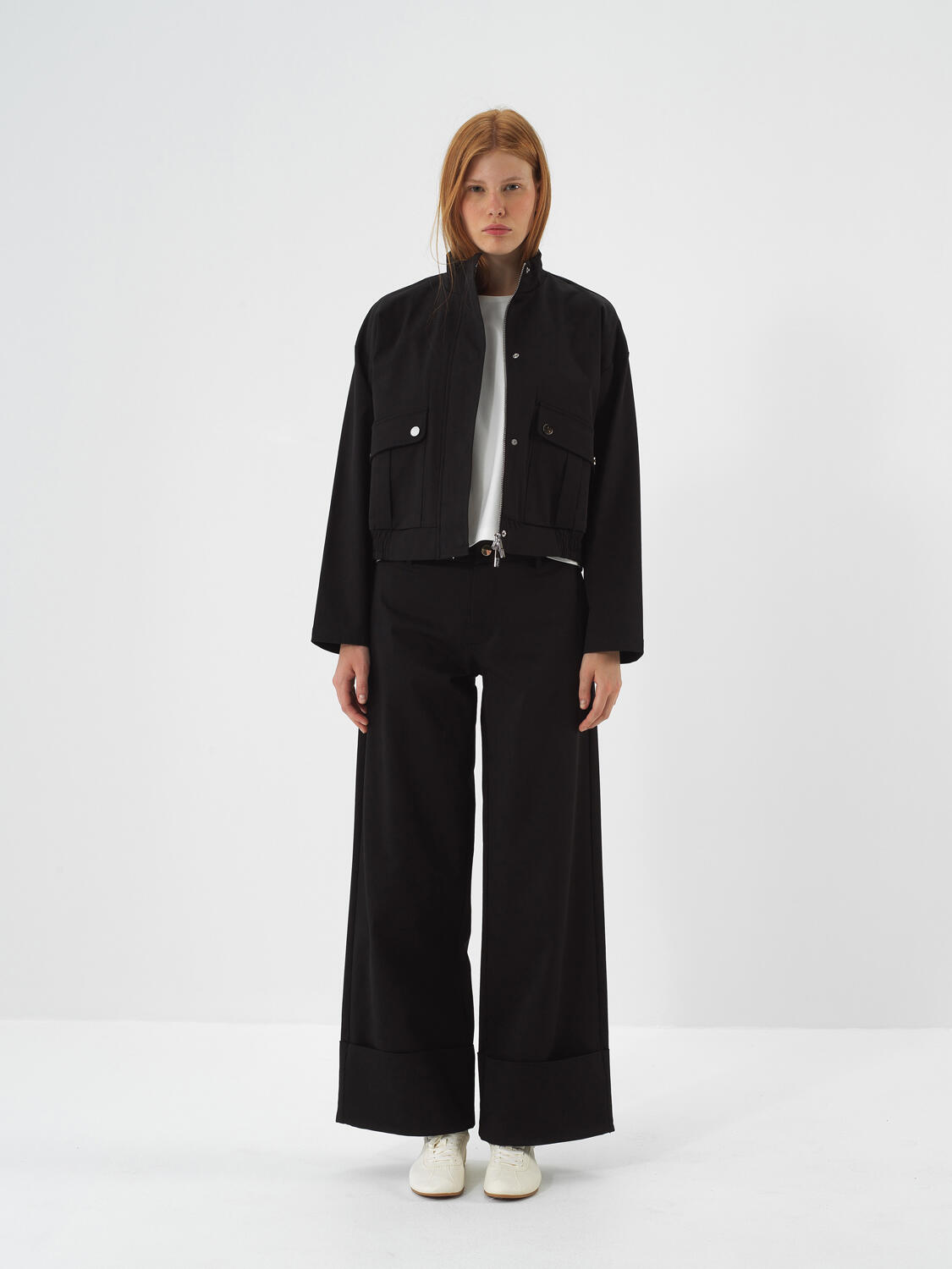 Siyah Pamuk Dokulu Oversize Ceket - 2