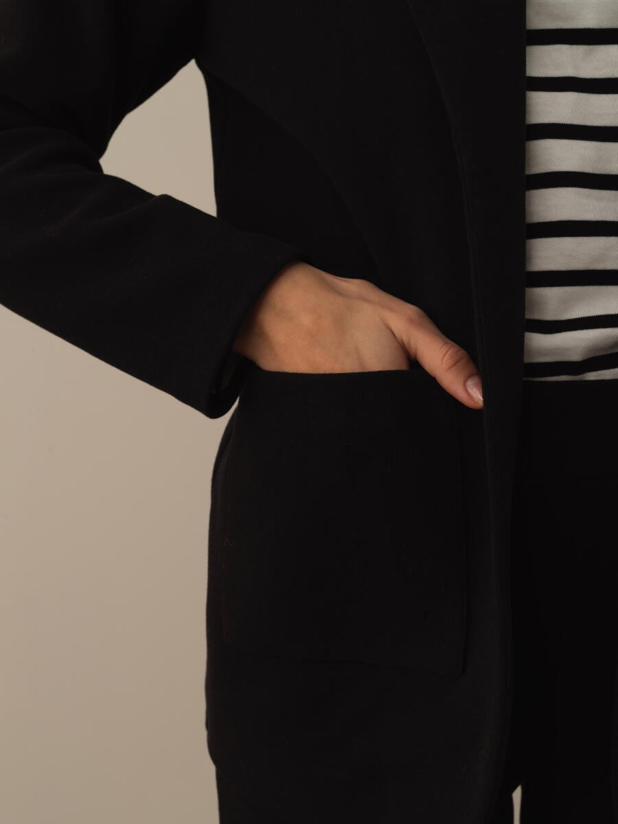 Siyah Pamuk Dokulu Regular Fit Ceket - 3