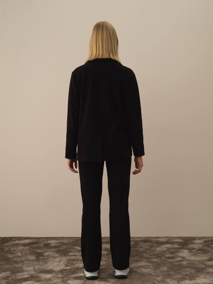 Siyah Pamuk Dokulu Regular Fit Ceket - 5