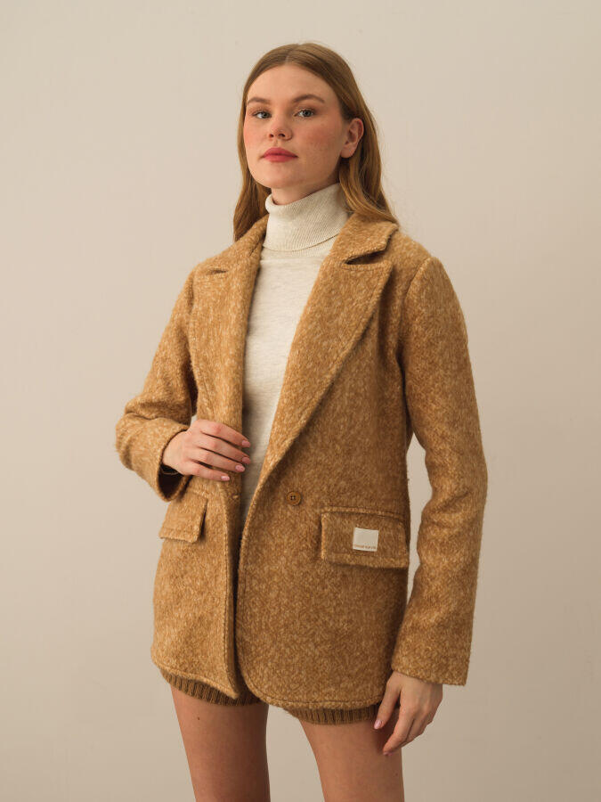 Xint Toptan Camel Pamuk Dokulu Regular Fit Ceket