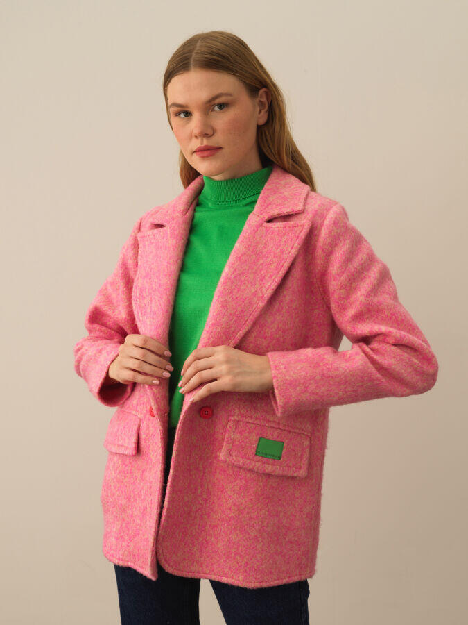 Xint Toptan Pembe Pamuk Dokulu Regular Fit Ceket