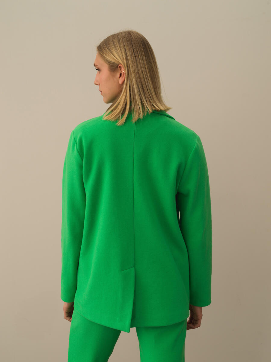 Yeşil Pamuk Dokulu Regular Fit Ceket - 4