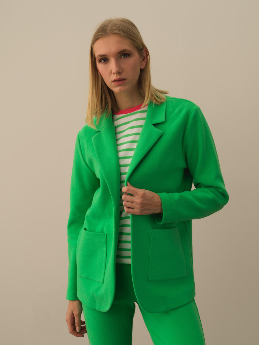 Yeşil Pamuk Dokulu Regular Fit Ceket