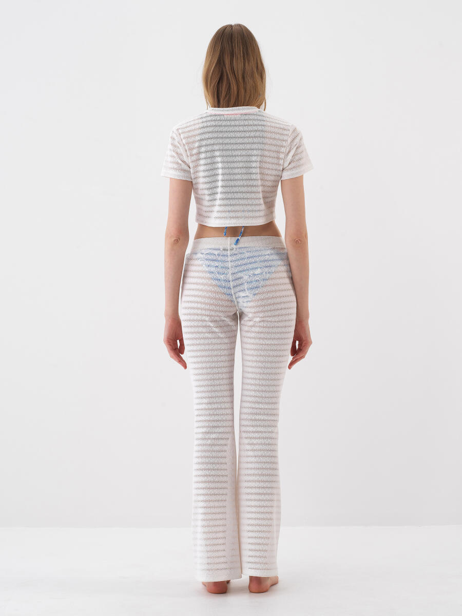 Beyaz Doğal Dökümlü Slim Fit Crop - 4