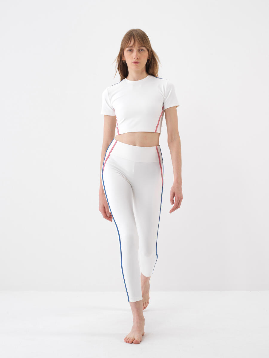 Beyaz Doğal Dökümlü Slim Fit Crop - 2