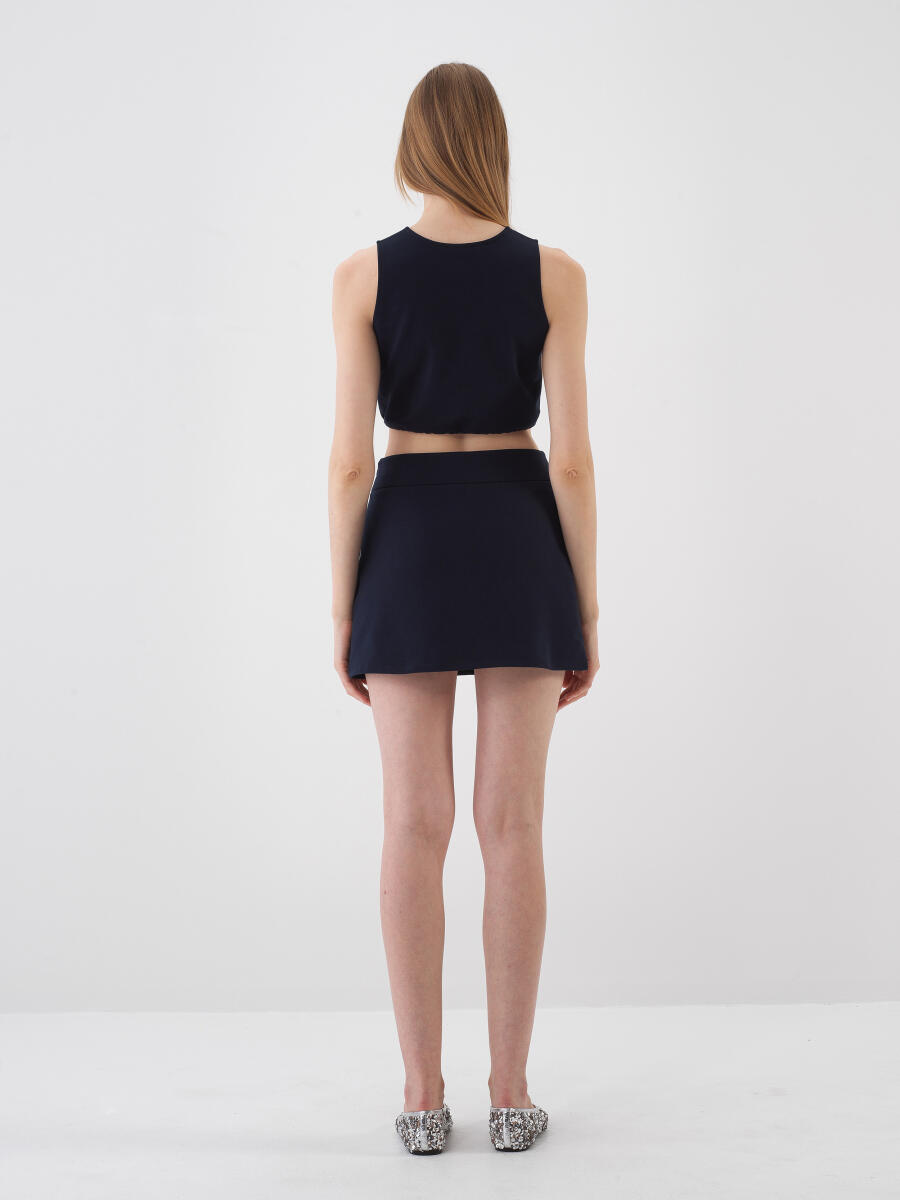 Lacivert Pamuk Dokulu Regular Fit Crop - 6