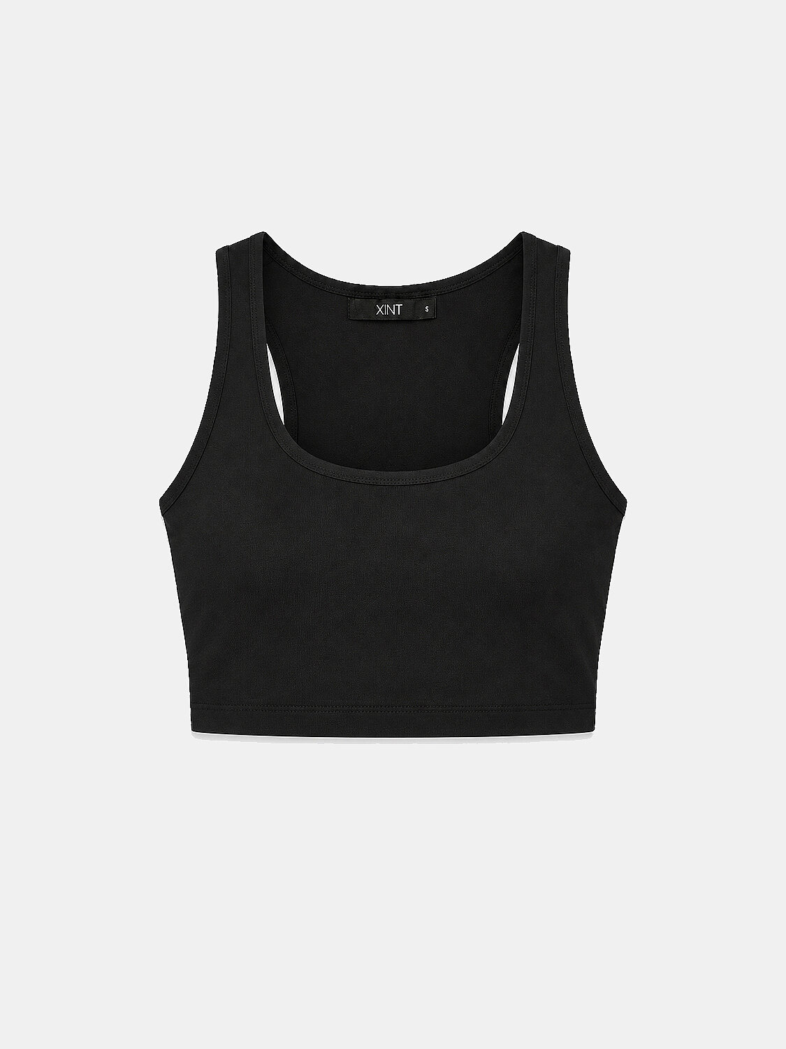 Siyah Esnek Dokulu Slim Fit Crop