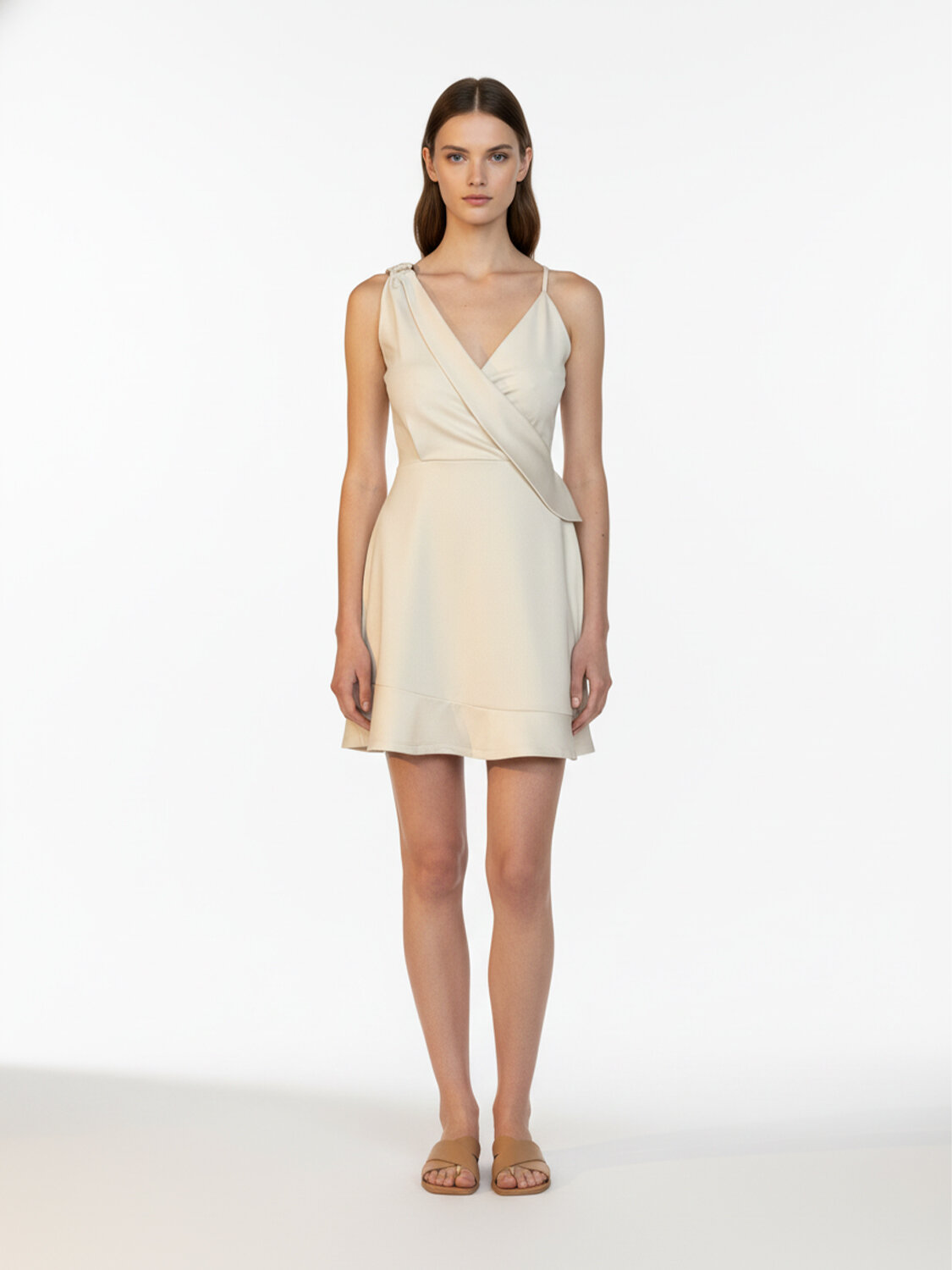 Bej Modal Karışımlı Regular Fit Elbise