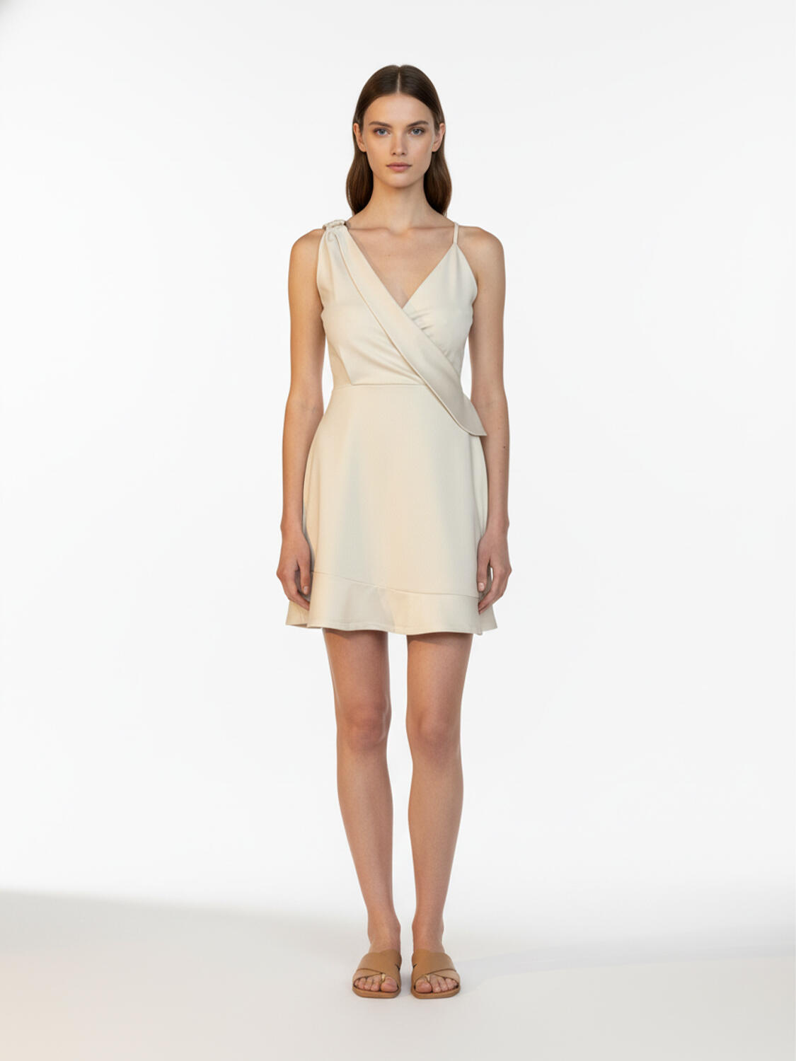 Bej Modal Karışımlı Regular Fit Elbise - 1