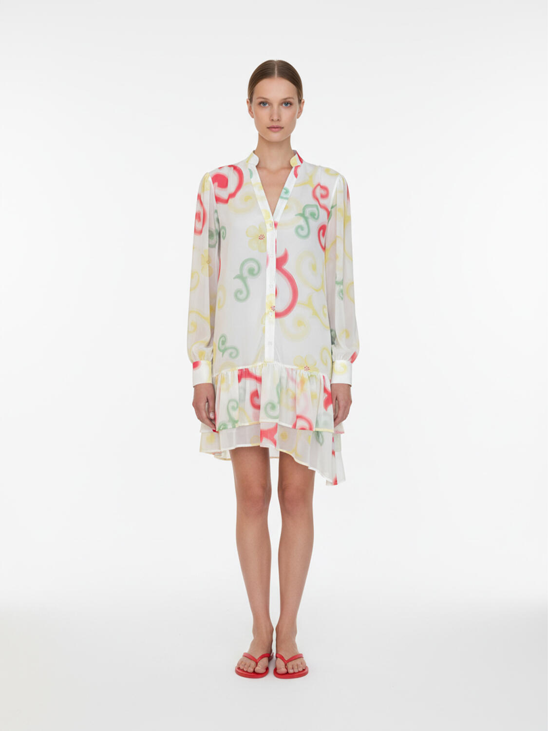 Beyaz Formunu Koruyan Regular Fit Elbise - 2