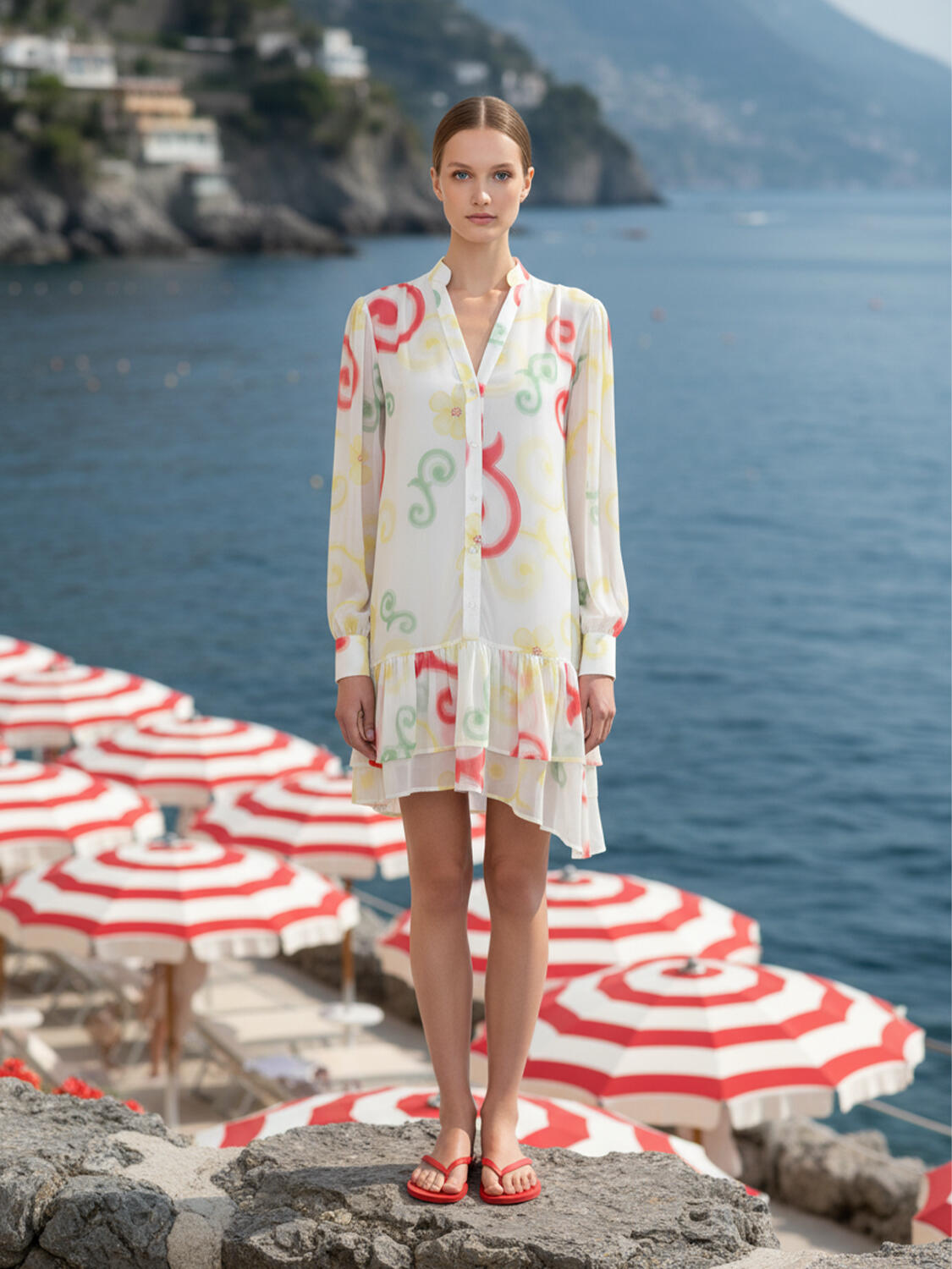 Beyaz Formunu Koruyan Regular Fit Elbise - 1