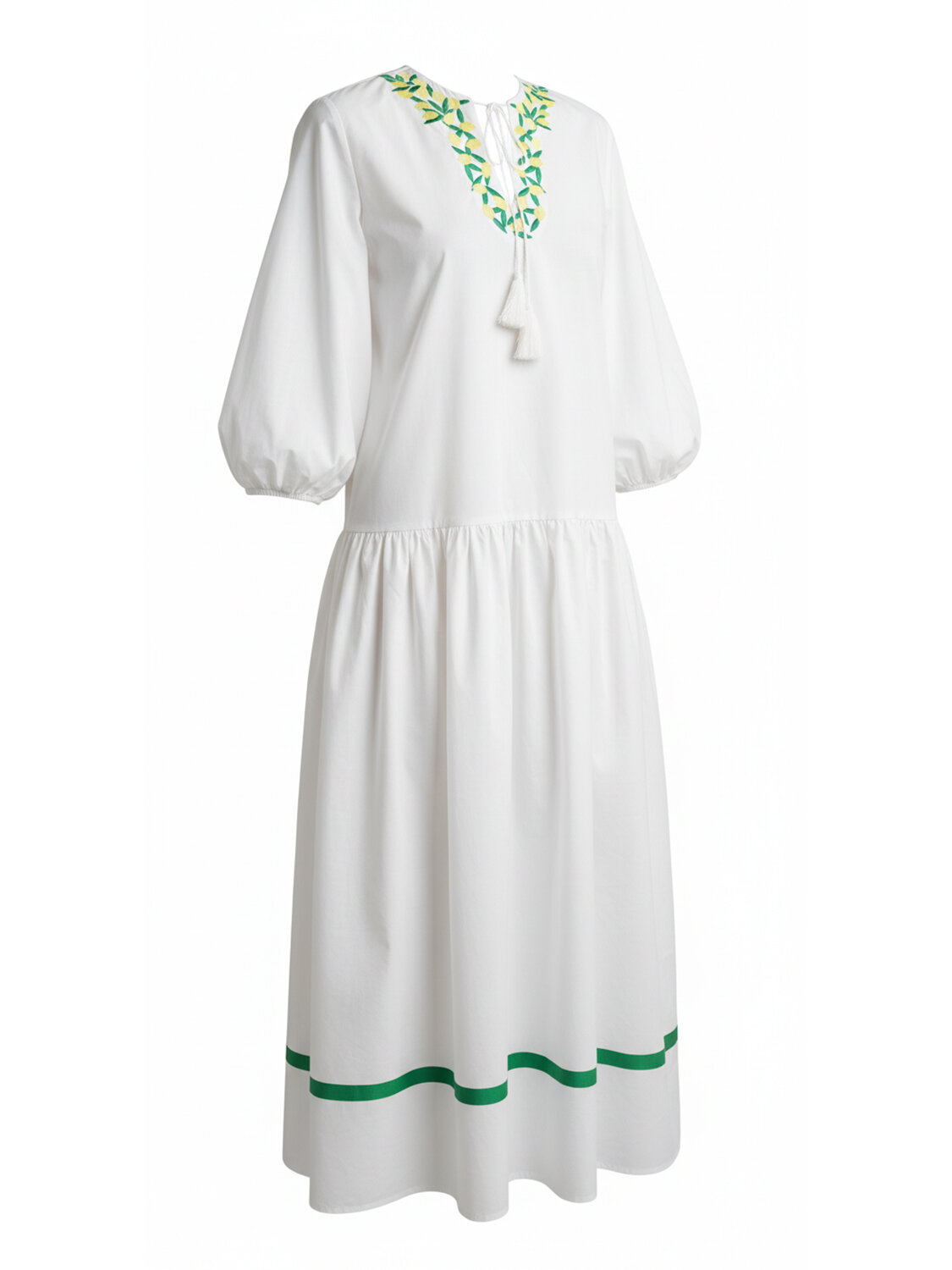 Beyaz Pamuk Dokulu Oversize Elbise - 4