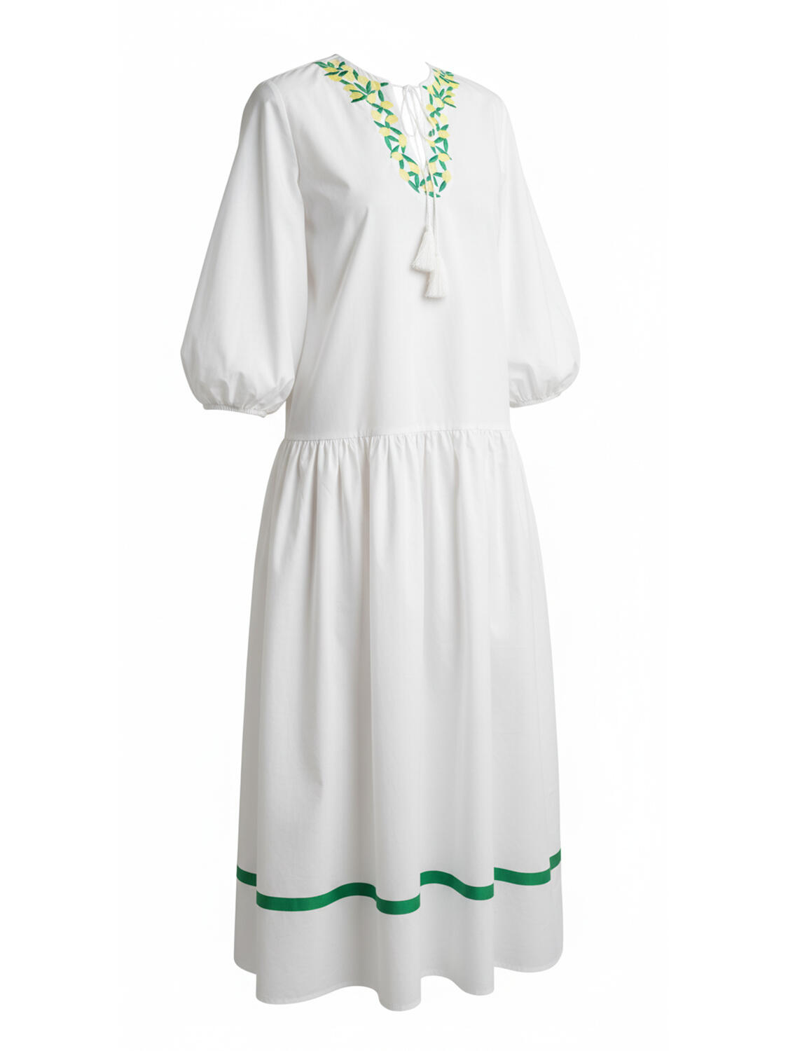 Beyaz Pamuk Dokulu Oversize Elbise - 4