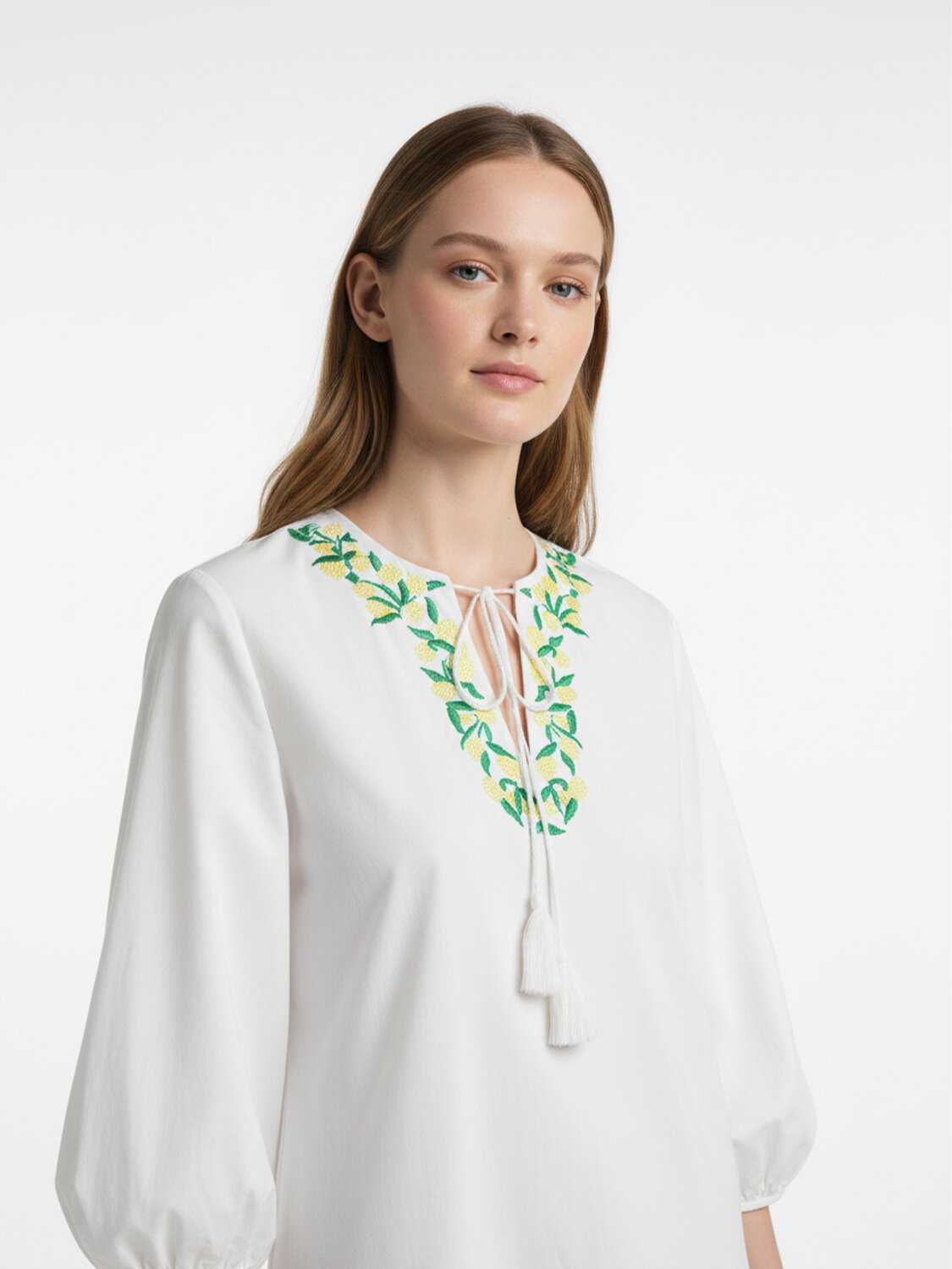 Beyaz Pamuk Dokulu Oversize Elbise (1)