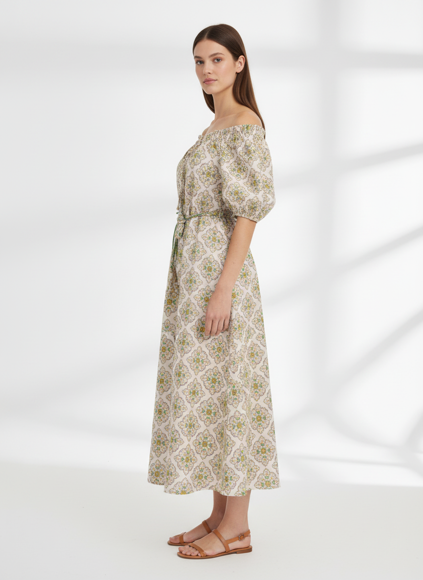 Beyaz Pamuk Dokulu Oversize Elbise (1)