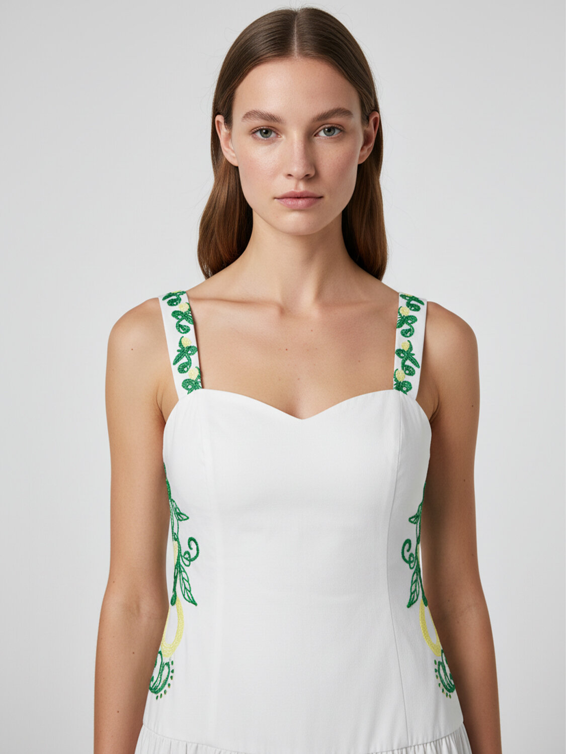 Beyaz Pamuk Dokulu Regular Fit Elbise (1)