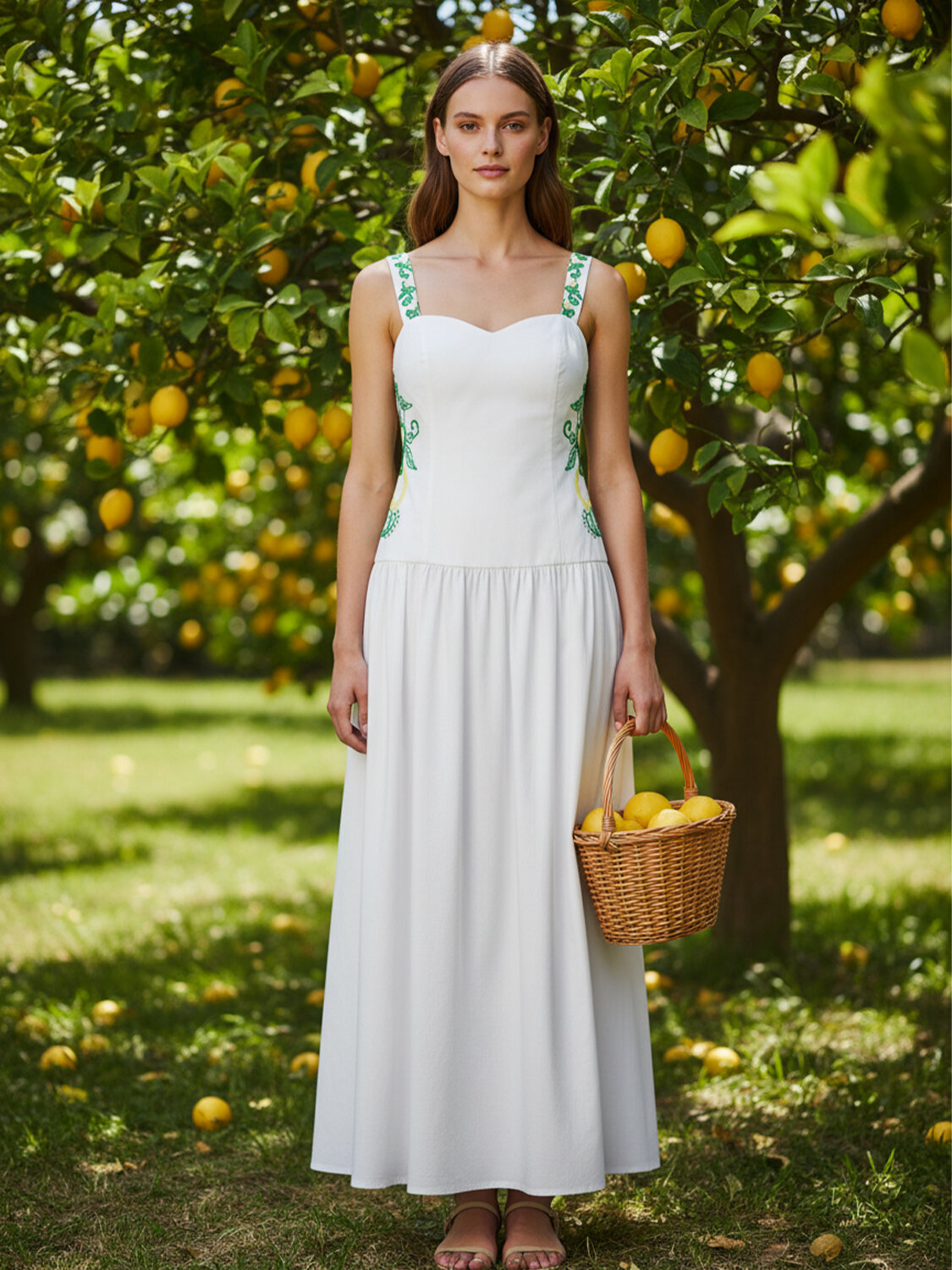 Beyaz Pamuk Dokulu Regular Fit Elbise