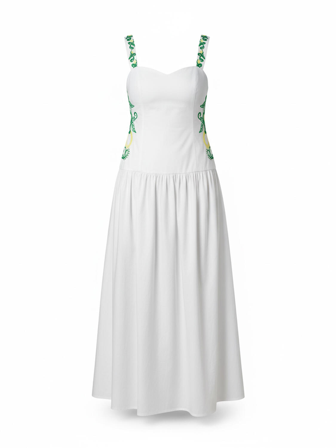 Beyaz Pamuk Dokulu Regular Fit Elbise - 5