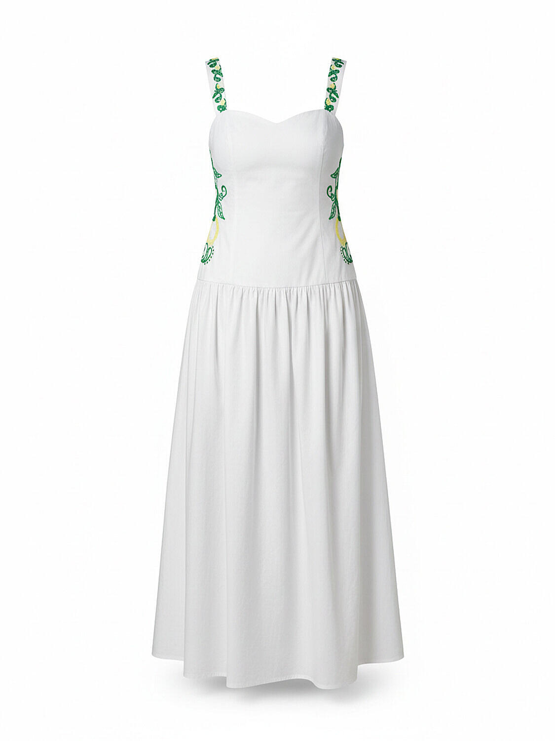Beyaz Pamuk Dokulu Regular Fit Elbise - 4