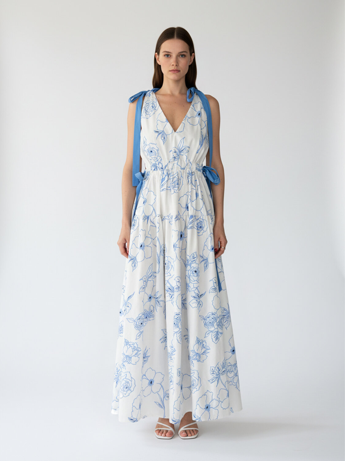 Beyaz Pamuk Dokulu Regular Fit Elbise (1)