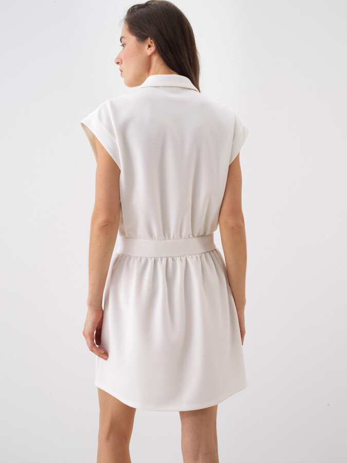Beyaz Modal Karışımlı Regular Fit Elbise - 3