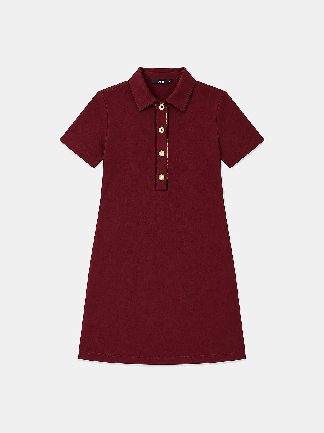 Bordo Esnek Dokulu Regular Fit Elbise