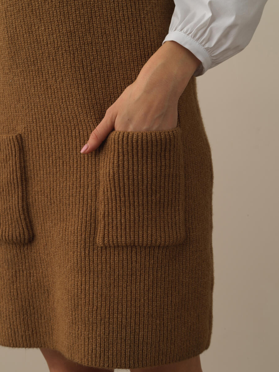 Camel Lüks Pamuk Dokulu Oversize Elbise - 2