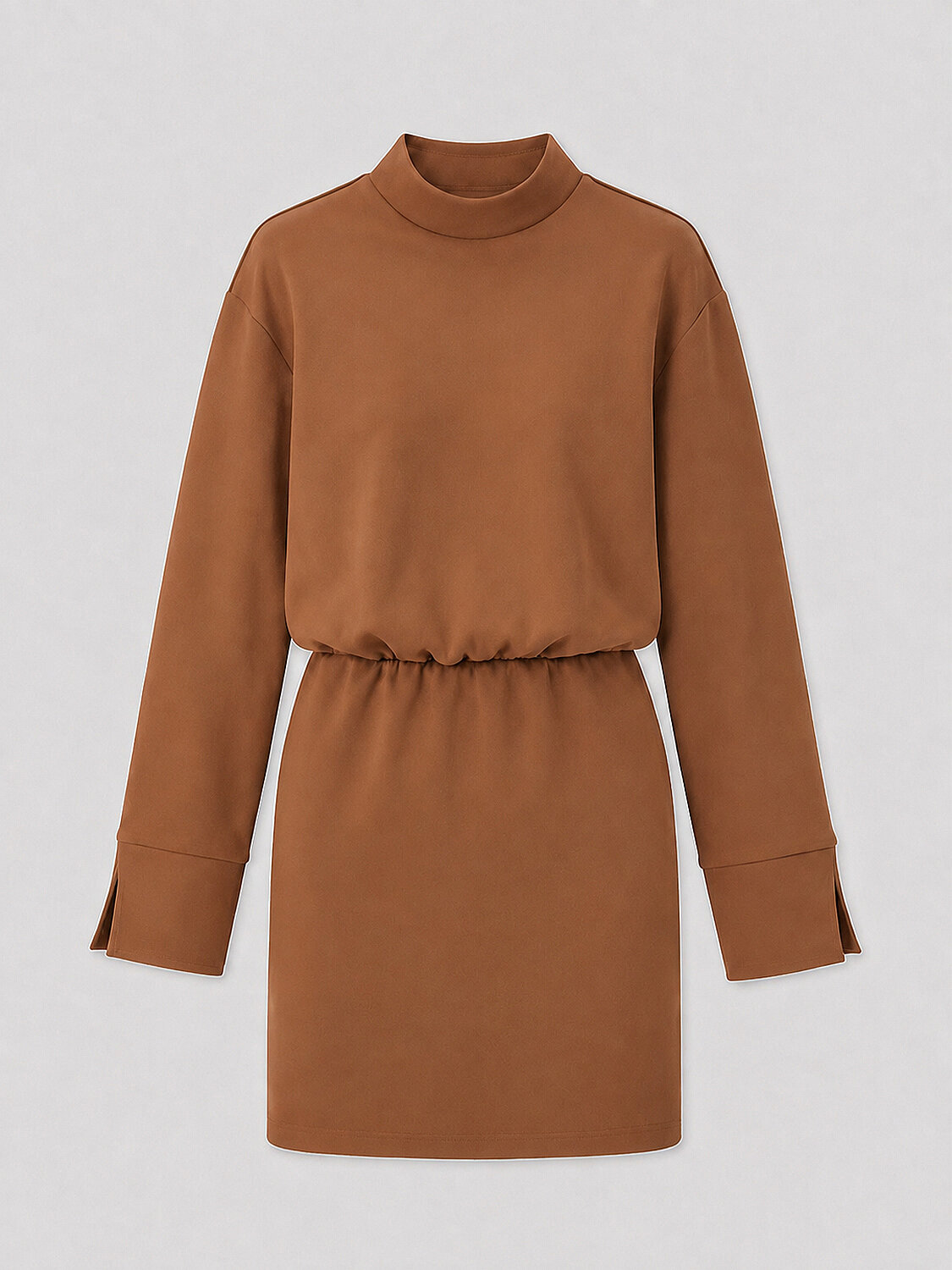 Camel Pamuk Dokulu Oversize Elbise - 5