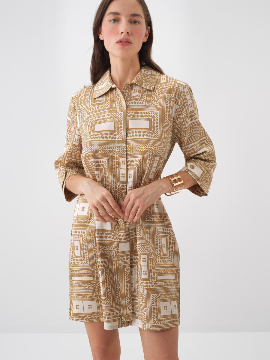 Camel Pamuk Dokulu Regular Fit Elbise - 2