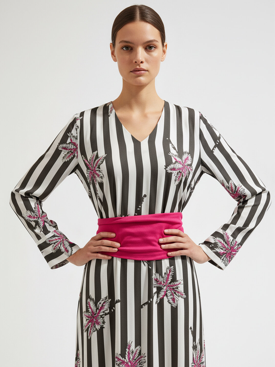 Haki Doğal Dökümlü Oversize Elbise (1)