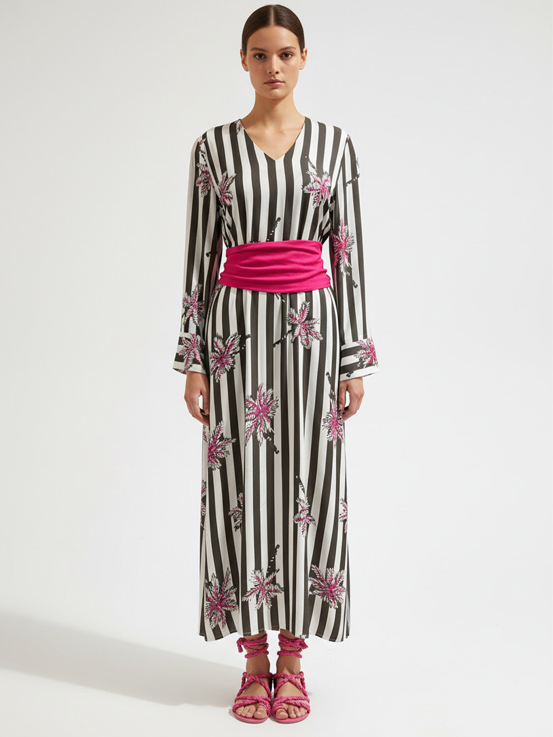 Haki Doğal Dökümlü Oversize Elbise