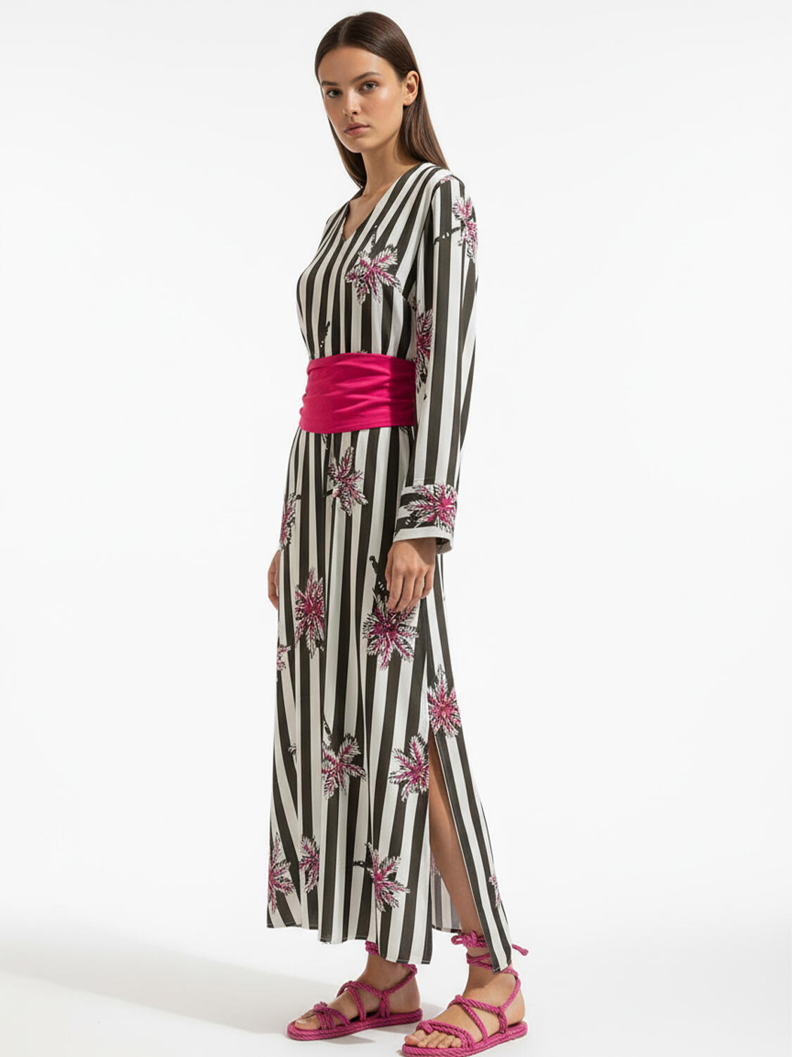 Haki Doğal Dökümlü Oversize Elbise - 3